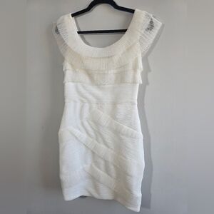 BCBGMaxAzria - NWOT Briana White Textured And Layered Dress - Size 8